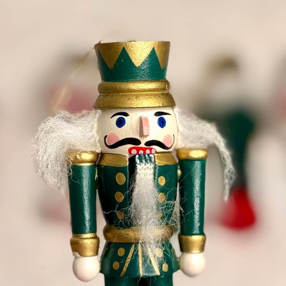 Pier 1 Imports (6) Nutcracker Ornaments 5” Wooden Christmas Boxed